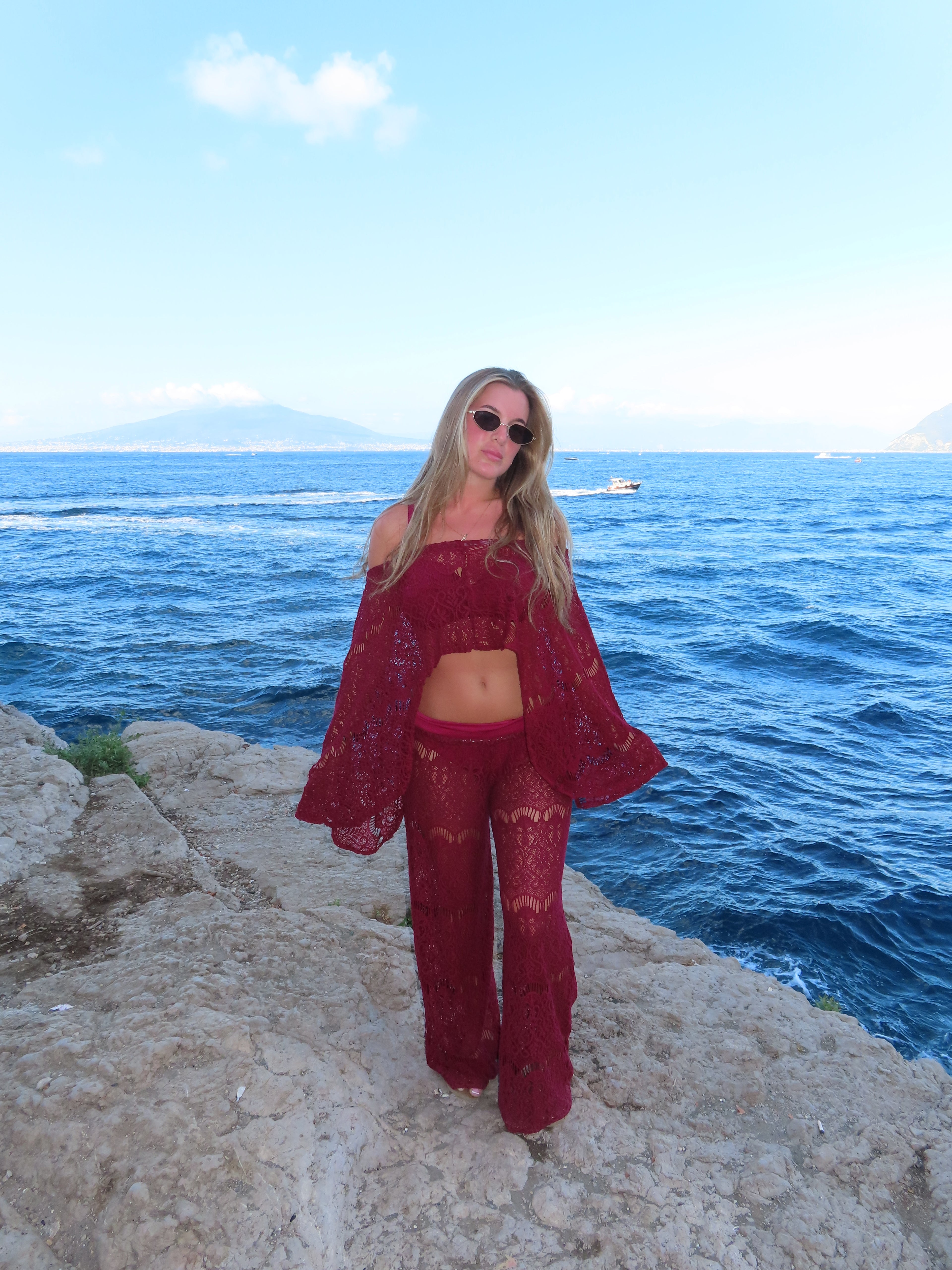 Off-the-Shoulder top and Trouser Beach Set