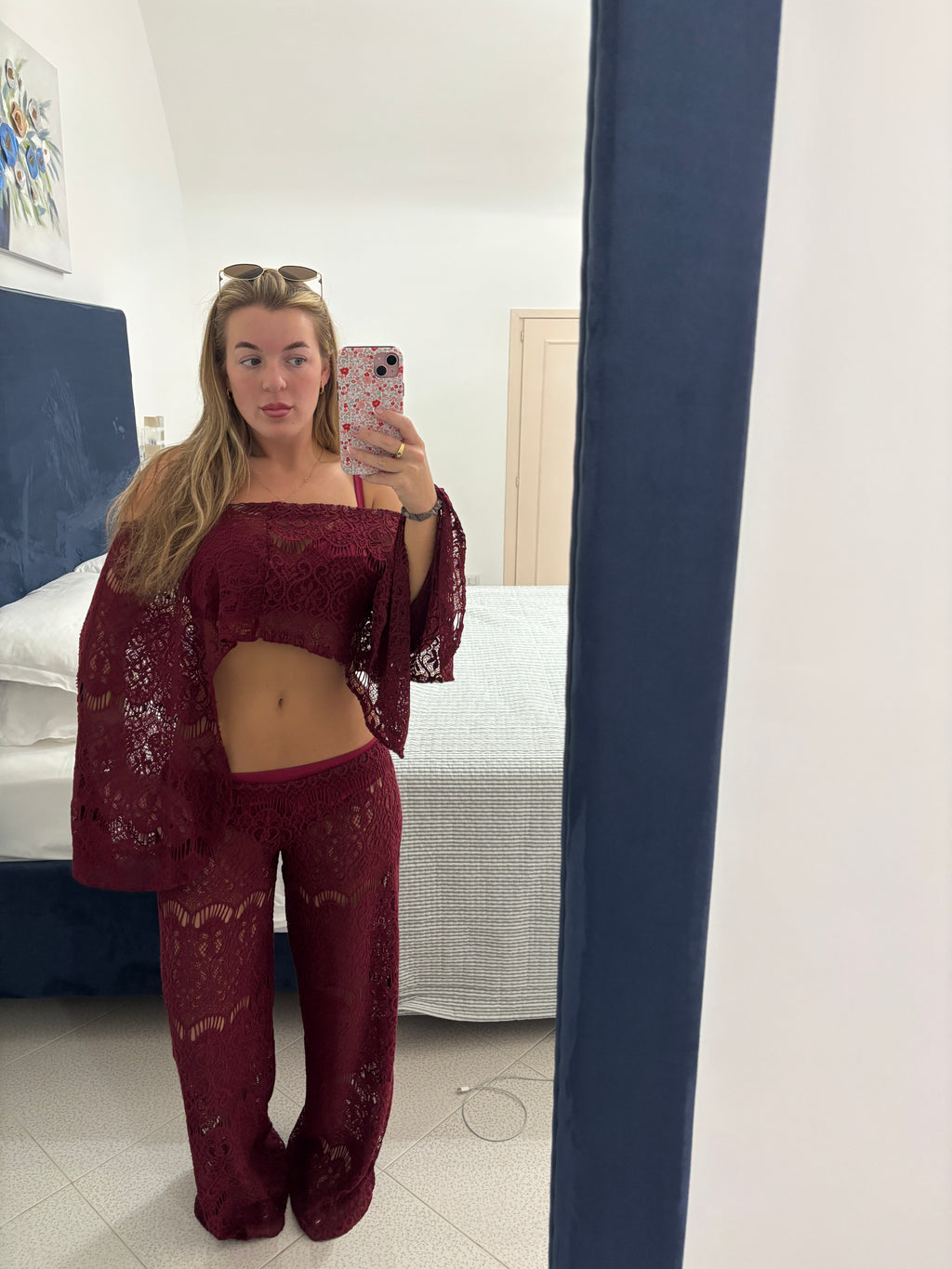 Off-the-Shoulder top and Trouser Beach Set